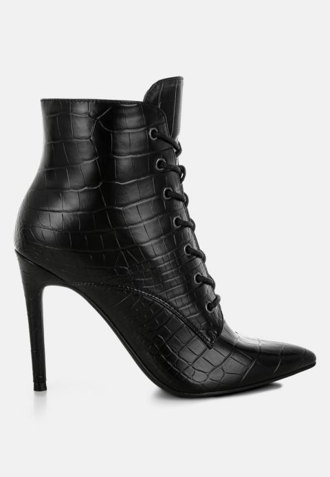 Женские ботинки London Rag Womens Mesta Croco Textured Stiletto Boots