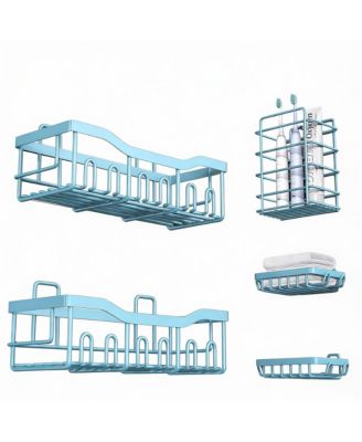 5-Piece Stainless Steel Shower Organizer Set for Bathroom Storage