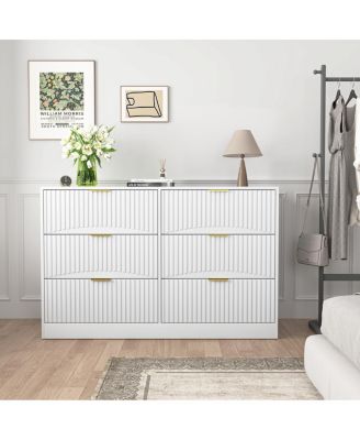 Modern 6-Drawer Dresser with Wavy Pattern Panels