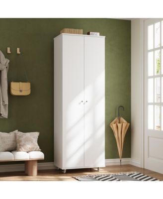 8-Tier Shoe Storage Cabinet with Adjustable Shelves, 4 wheels