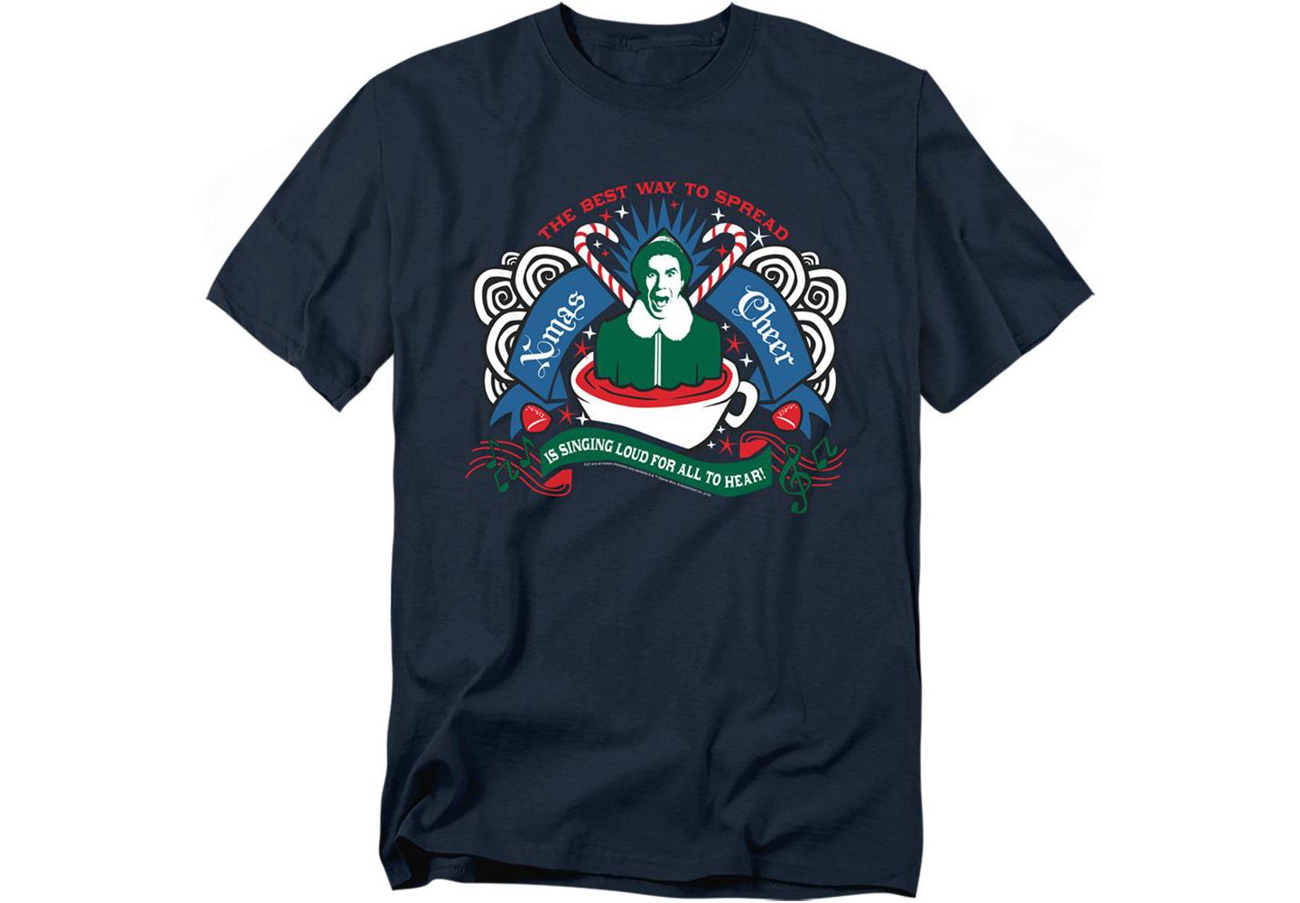 Мужская футболка Elf Spread Xmas Cheer, цвет: Тёмно-синий — фото 1