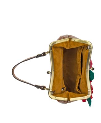 Laureana Small Leather Hydrangea Embellishment Frame Satchel Bag