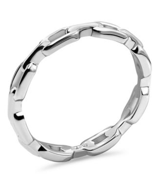 Cable Link Ring in Rhodium Plated Sterling Silver