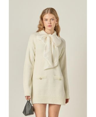 Women's Detachable Bow Knit Dress