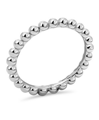 Beaded Ball Ring in Rhodium Plated Sterling Silver, Size 6