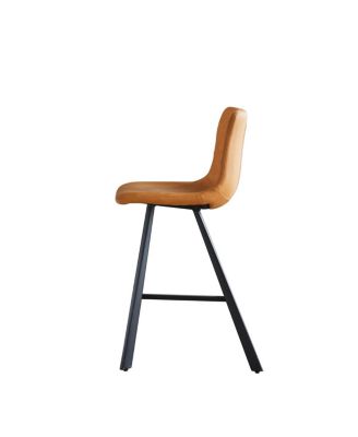 Faux Leather Ergonomic Bar Stool with Footrest - Metal Frame (2 Sets)