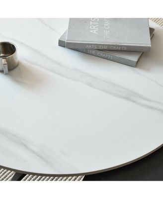 Round Nested Coffee Tables - Faux Marble Top with Metal Frame