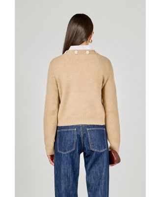 Women's Floral Button Knit Cardigan