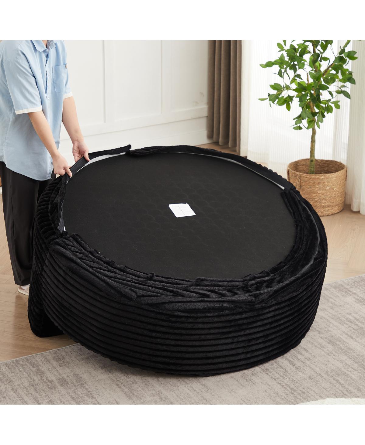 Streamdale Furniture Streamdale 55"L Corduroy Foam Single Swivel Chair, Fluffy Modern Sleeper, 360 Degree Swivel