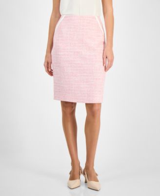 Women's Contrast-Trim Tweed Pencil Skirt, Regular & Petite
