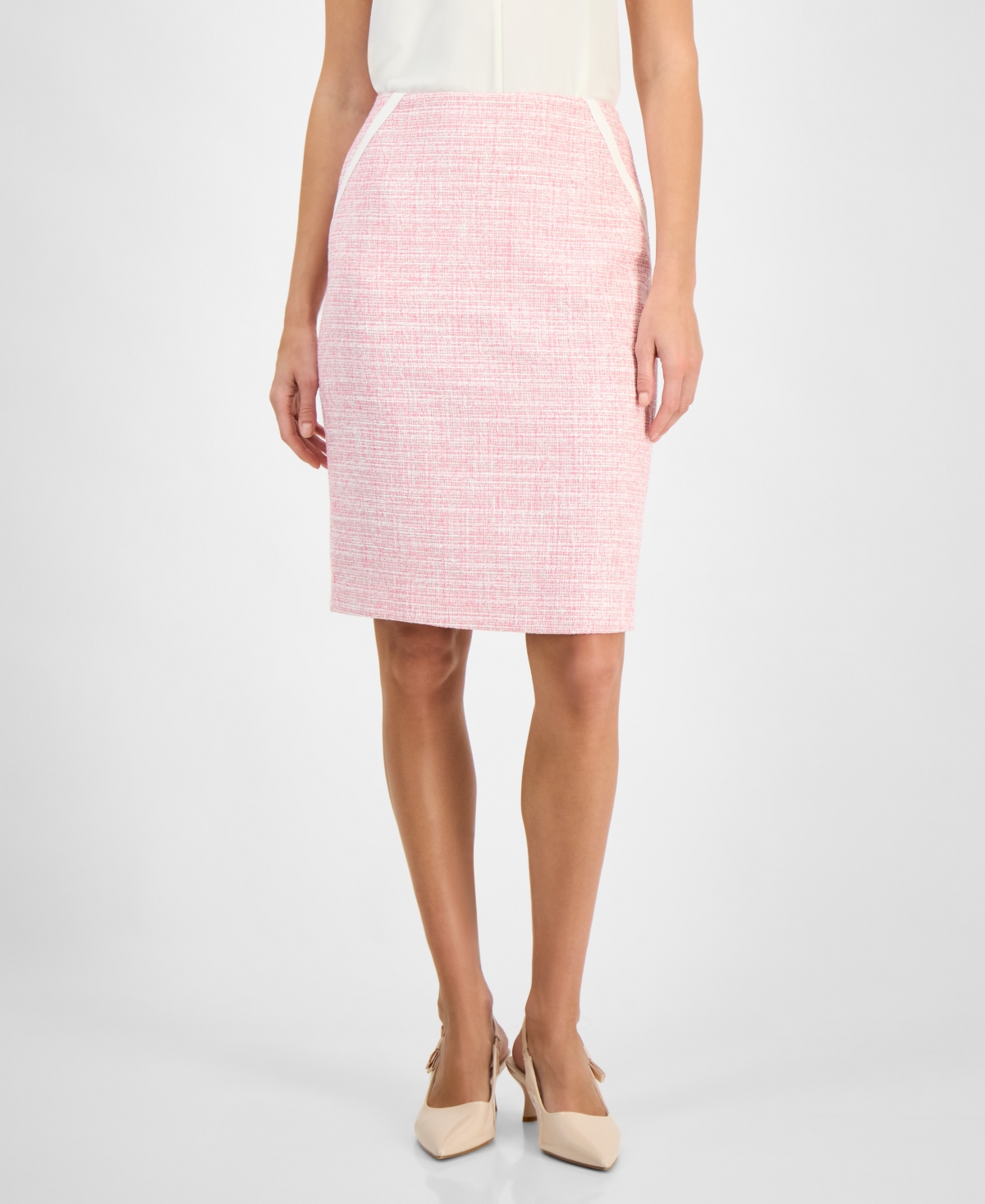 Kasper Women's Contrast-Trim Tweed Pencil Skirt, Regular & Petite