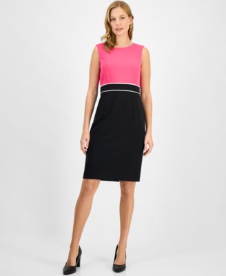 Petite Crewneck Sleeveless Structured Career Dress