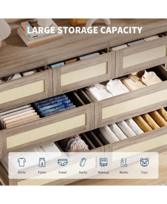 7-Drawer Wooden Dresser for Bedroom, Wide Chest of Drawers for Living Room Storage