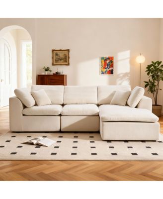 Modern L-Shaped Sectional Sofa with Chaise Lounge, Corduroy Couch