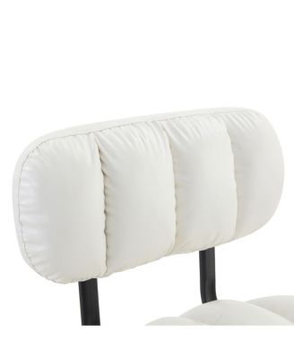 Set of 2 White PU Leather Bar Stools with Gold Base & Footrest