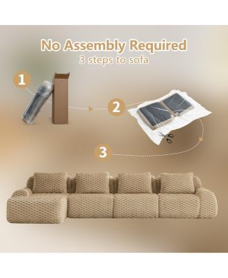  Modern L-Shaped Flannelette Sectional Sofa with Movable Ottoman