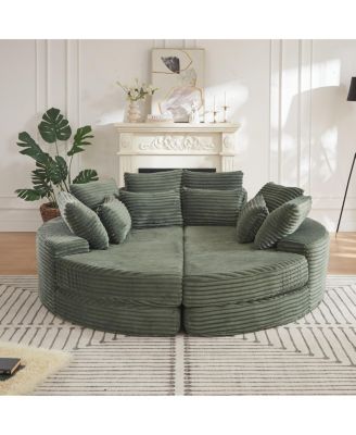 Corduroy Oversized Recliner, Converts to 2 Recliners, Sofa Bed, Neck Pillow