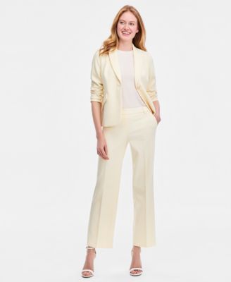 Women's Fitted One-Button Blazer, Short-Sleeve Sweater & Wide-Leg Pull-On Pants