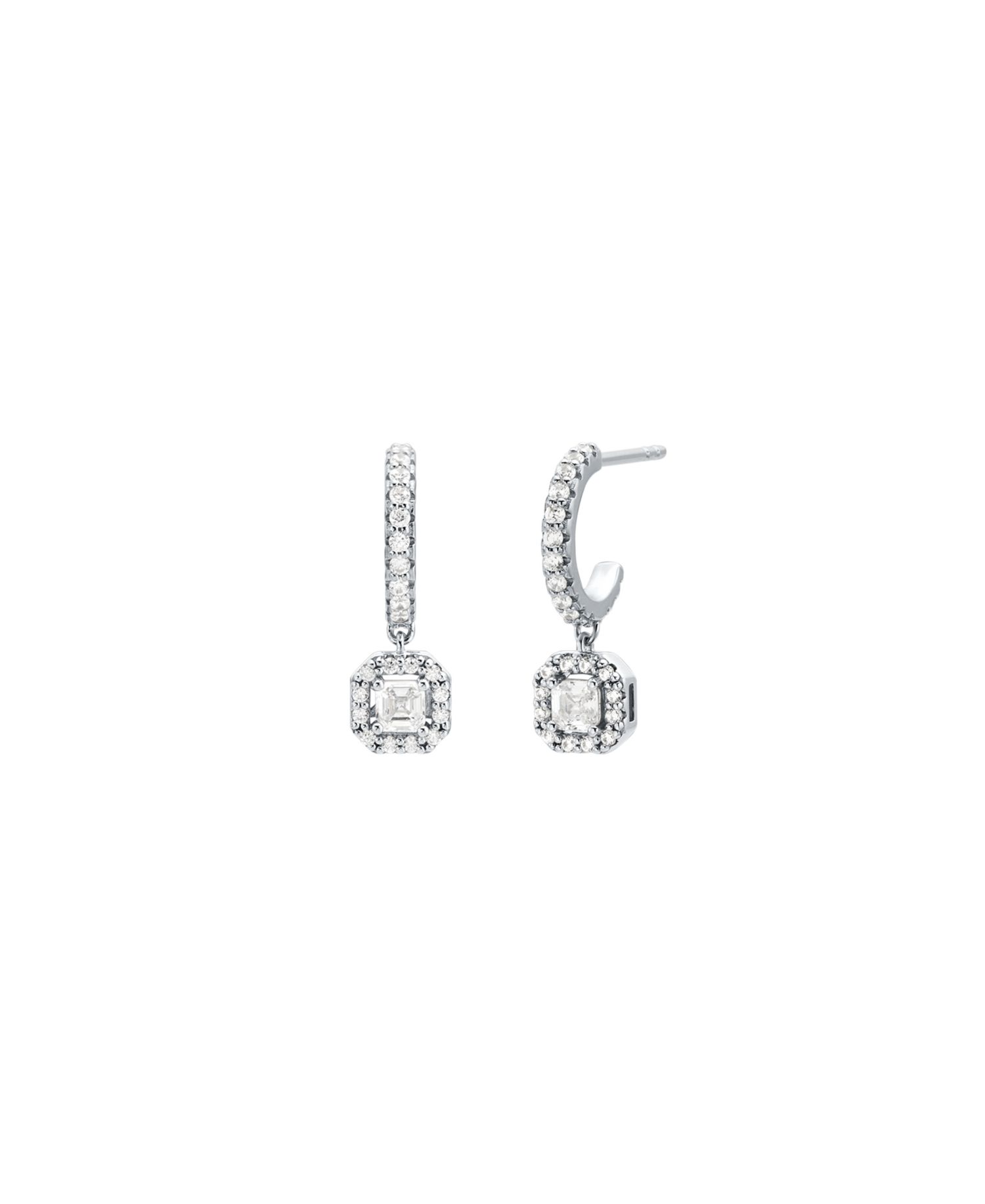 Rhodium Plated Sterling Silver Drop Earrings