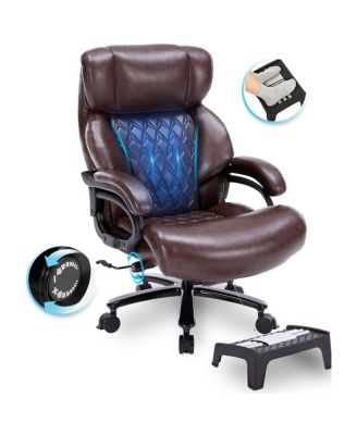 600lbs Big and Tall Office Chair, Executive Chair with Adjustable Headrest, High Back, Heavy Duty PU Leather