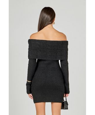 Women's Off Shoulder Sweater Mini Dress