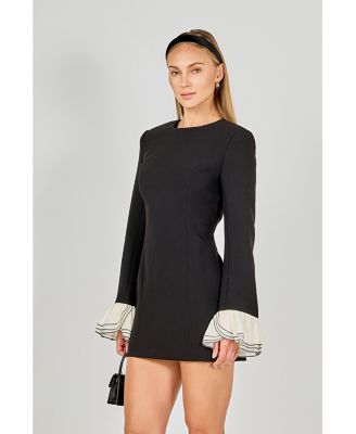 Women's Ruffle Detailed Long Sleeve Mini Dress