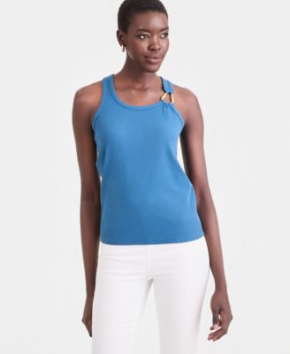 Women's Rib Knit Hardware-Trim Tank Top