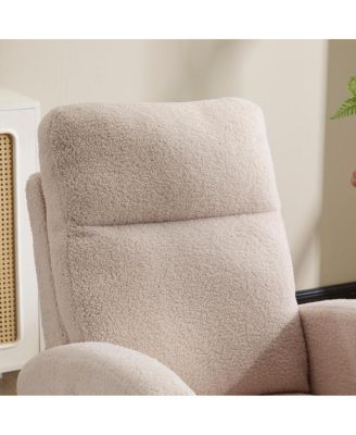 Modern Accent Rocking Chair with Solid Wood Legs & Side Pocket