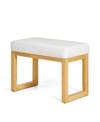 Shoe-changing bench with wooden frame and cushioned seat - Beige