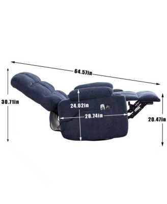 Fabric Recliner Chair with Heat Massage, Rocker & Swivel