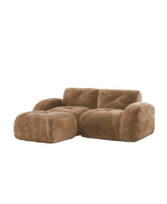  L-Shaped Boneless Sofa, Soft Velvet, Tufted, 32D Sponge, No Assembly, Camel