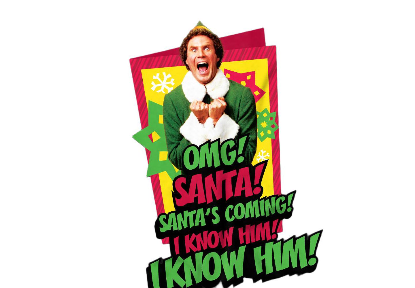 Мужская футболка Elf Santa's Coming! I Know Him!, цвет: Чёрный — фото 2