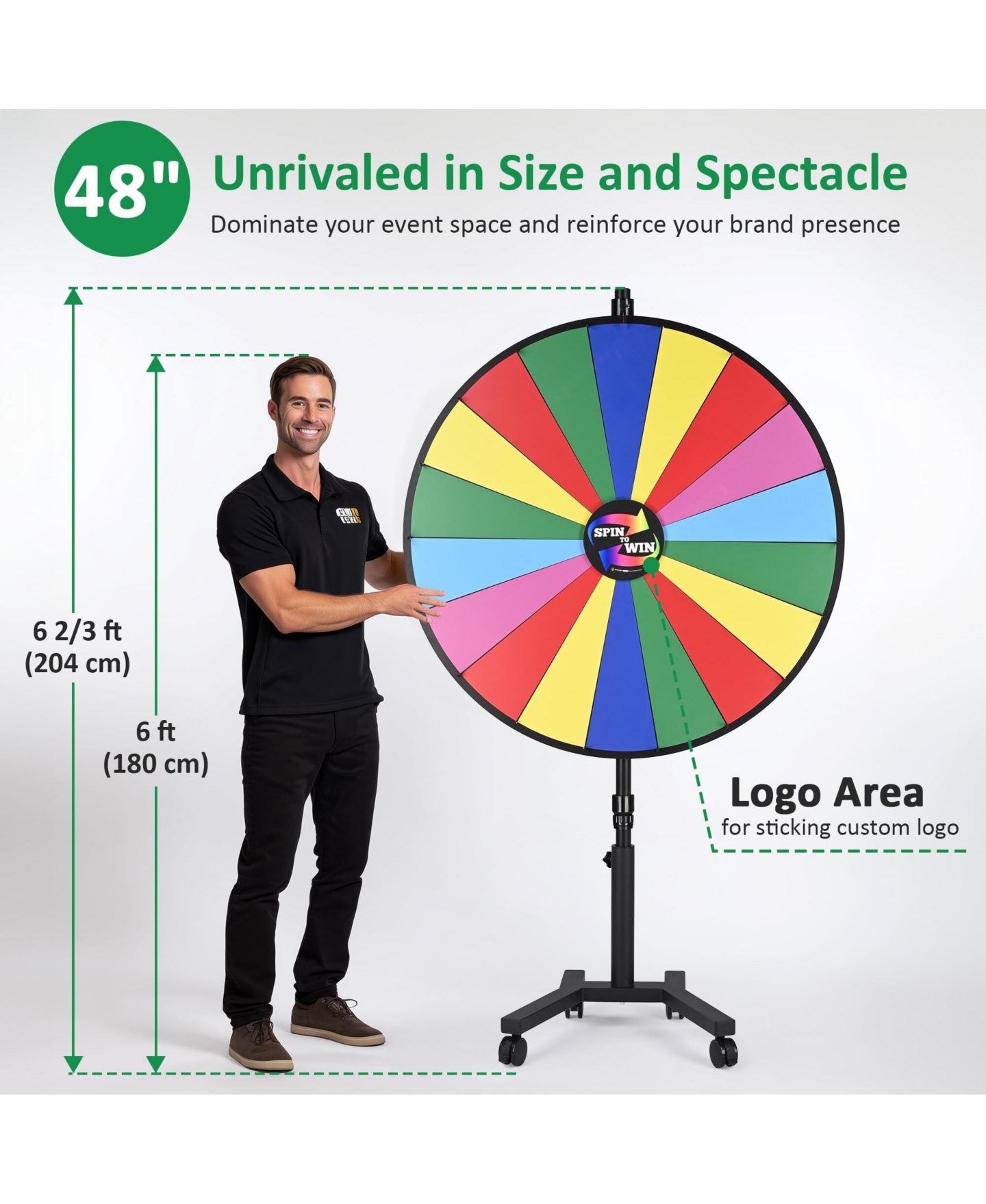 Детская игрушка WinSpin 48" Spinning Prize Wheel with Mobile Base, от 14 лет, цвет: Natrual — фото 2