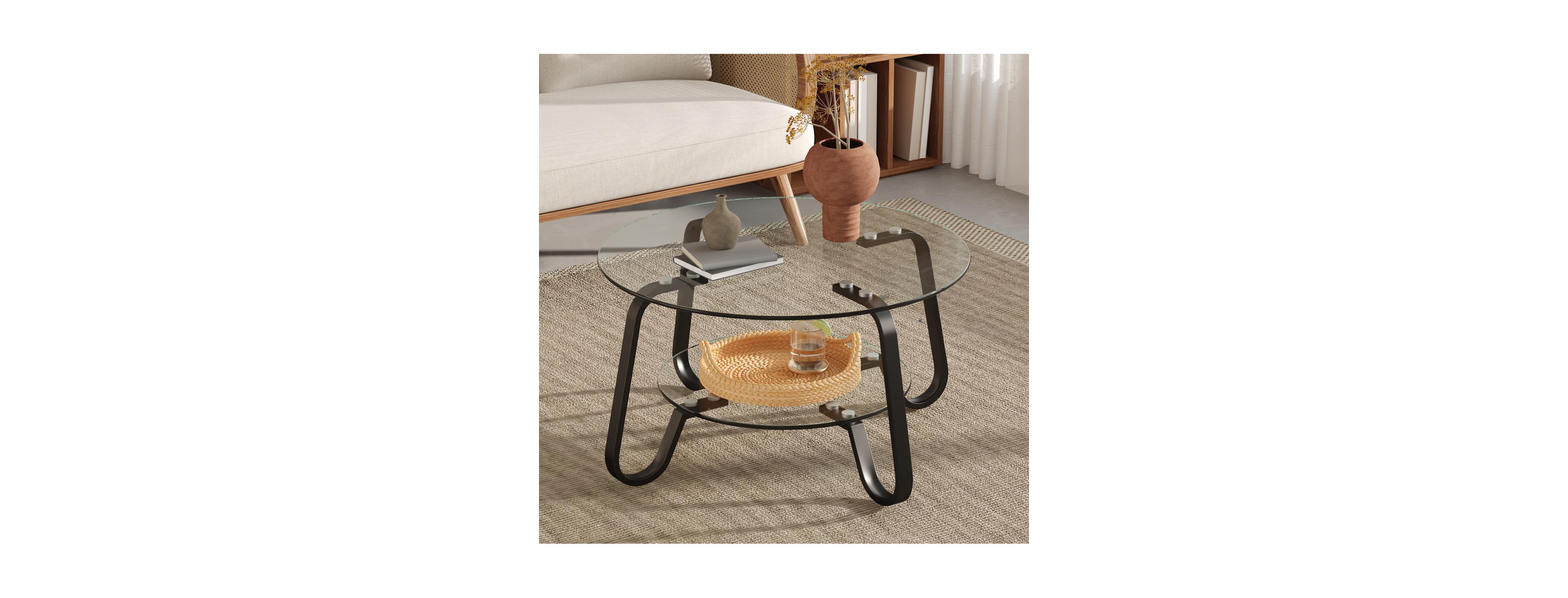 Streamdale Furniture Retro minimalist metal frame glass coffee table