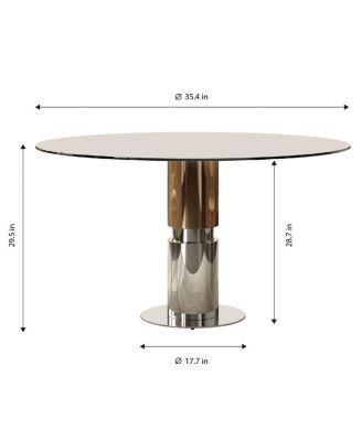  35" Round Glass Dining Table with Stainless Steel Legs (Seats 2-4