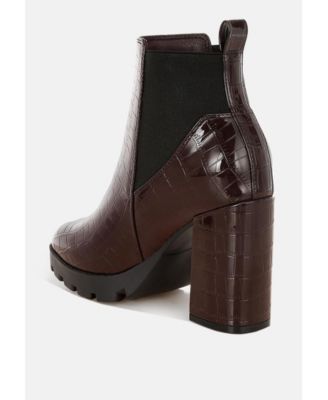 Women's Foxy Faux Leather Croc Chelsea Boots