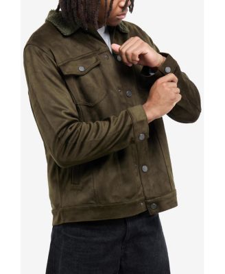 X RAY Men's Faux Suede Jacket With Faux Fur Collar