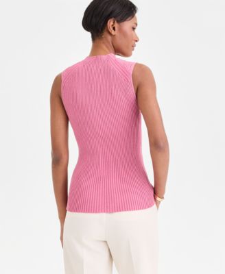 Women's Metallic Rib-Knit Sleeveless Sweater