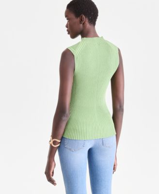 Women's Metallic Rib-Knit Sleeveless Sweater