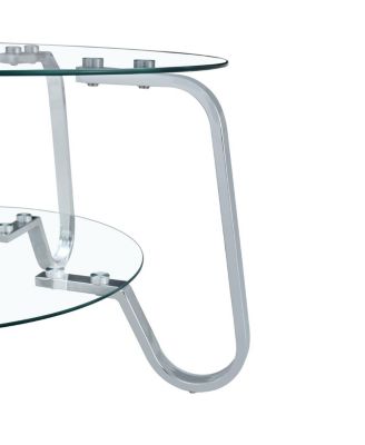 Retro minimalist metal frame glass coffee table, 31.5