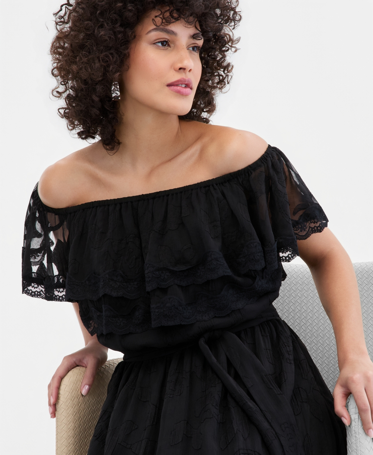 I.n.c. International Concepts Women's Off-The-Shoulder Lace Midi Dress, Macy's Exclusive