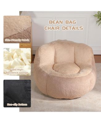Oversized Multicolor Faux Fur Bean Bag Chair with Shredded Sponge Filling