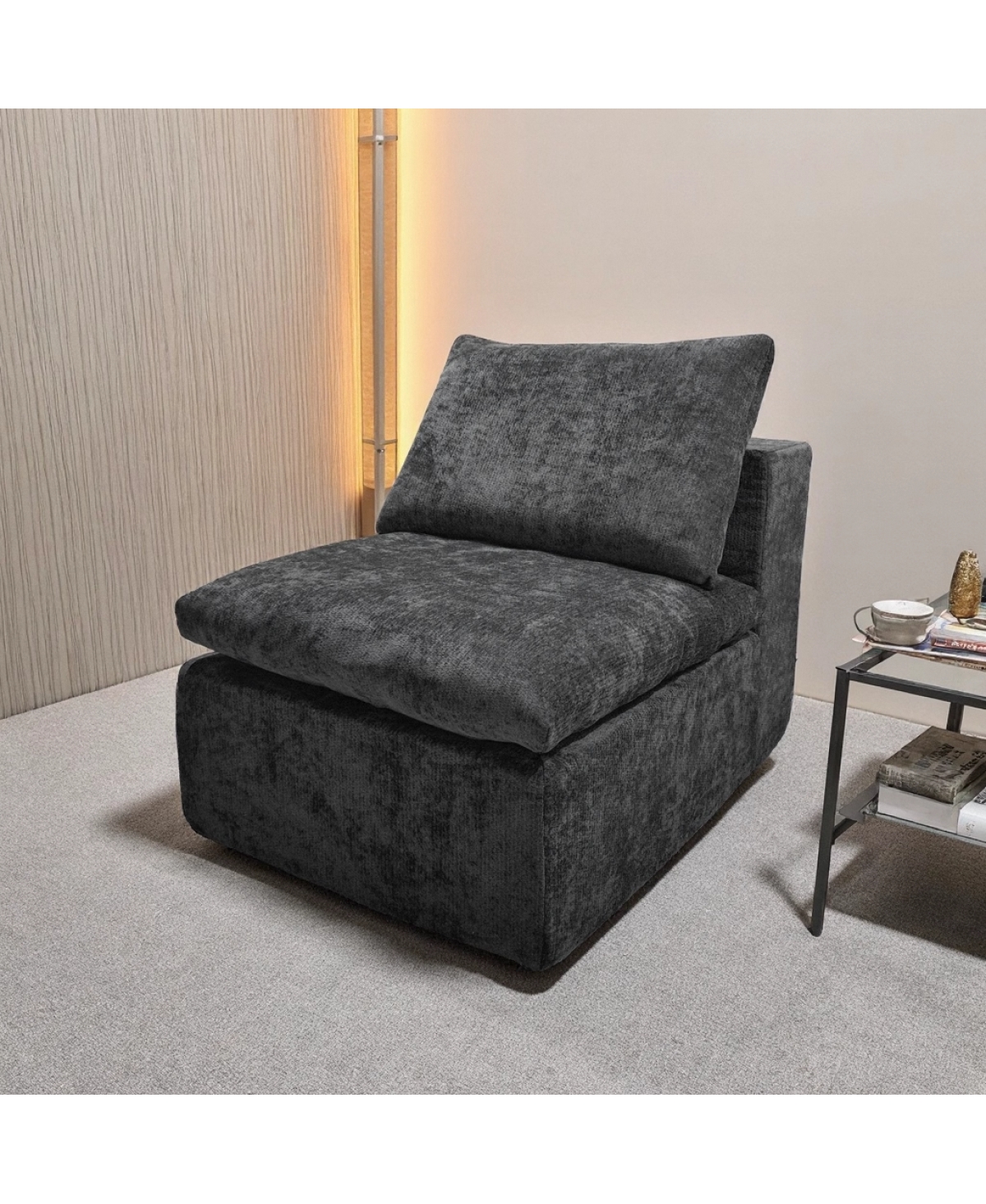 Streamdale Furniture Minimalist Plush Corduroy Sectional Sofa - No Assembly Required