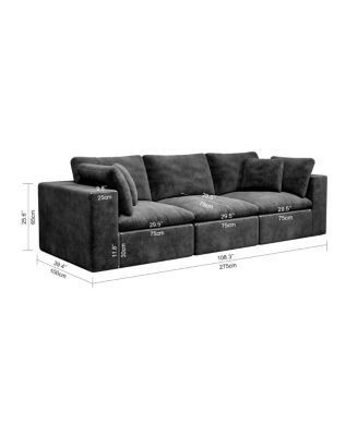 Gray 3PC Modular Sectional Sofa, Plush Corduroy, No Assembly Required