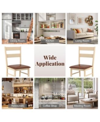 Wooden dining chair with rubber wood frame padded seat for kitchen