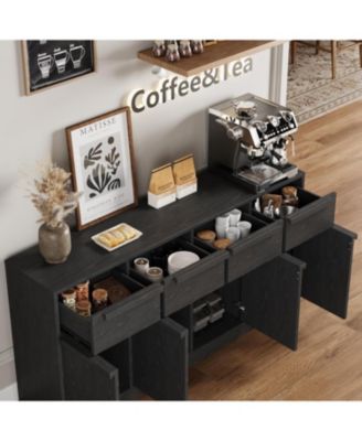 62.4" Sideboard Buffet Cabinet with 4 Drawers, Large Modern Coffee Bar Storage Cabinet