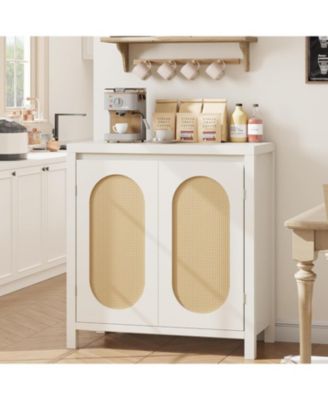 Rattan Buffet Sideboard Cabinet, Kitchen Storage Cabinet with Doors for Hallway
