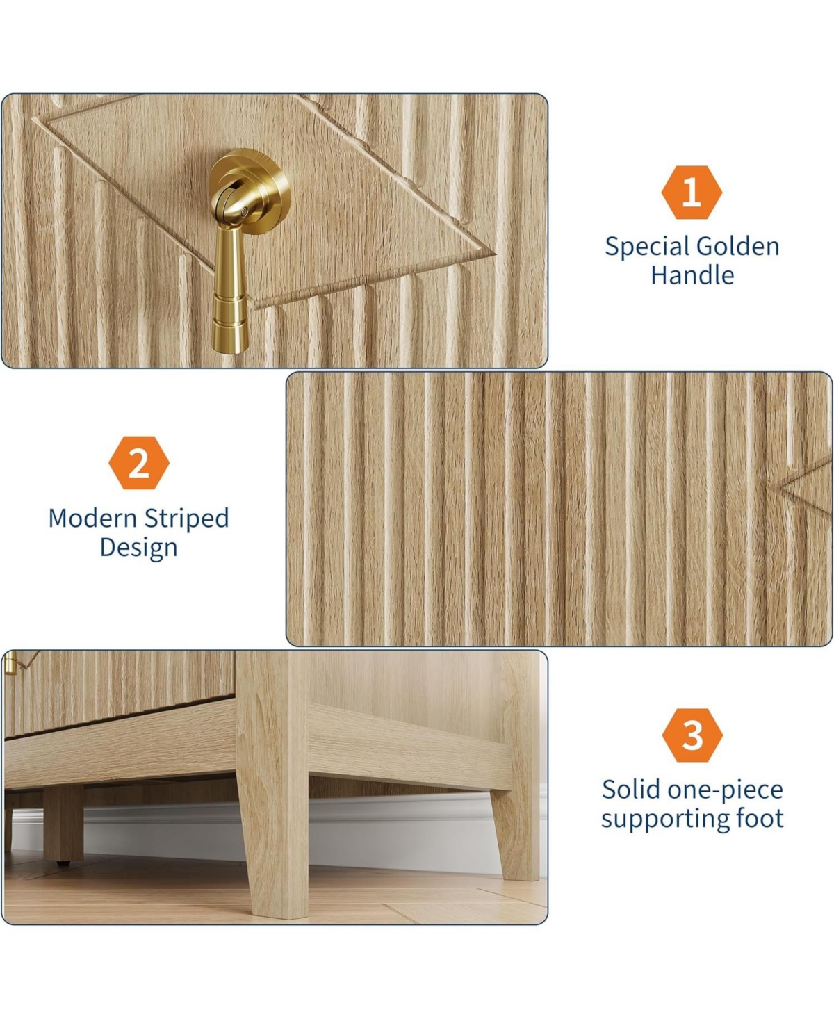 gaomon 47" Wide Fluted Dresser, 6 Drawer Modern Wood Storage Chest for Bedroom or Living Room