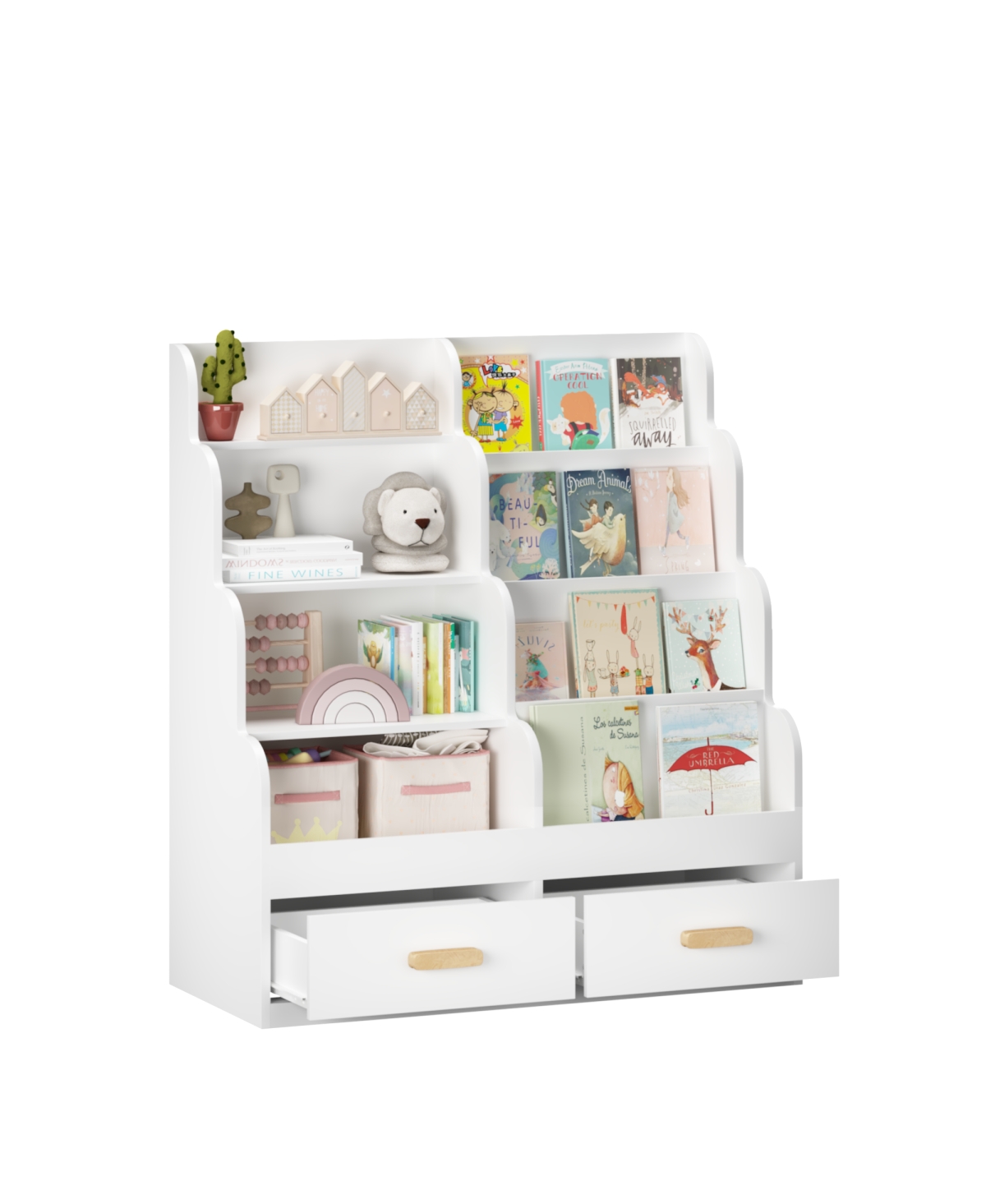 Streamdale Furniture Kids Bookshelf with 2 Storage Drawers and Toy Organizer
