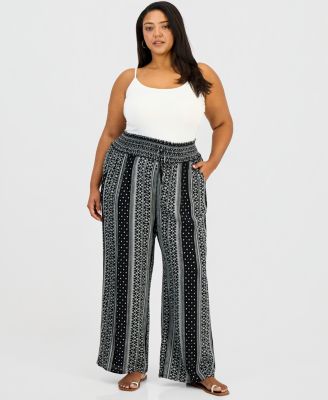 Trendy Plus Size Pull-On Wide-Leg Pants